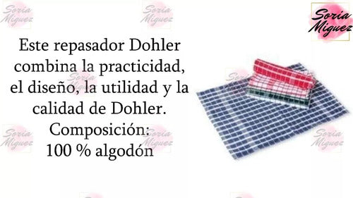 Döhler Pack of 12 Checkered Dish Towels in Various Colors - 52 x 37 cm 1