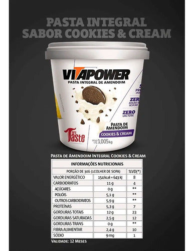 Mrs. Taste Vitapower Pasta De Mani Cookies & Cream Con Galletita 1005gr 1