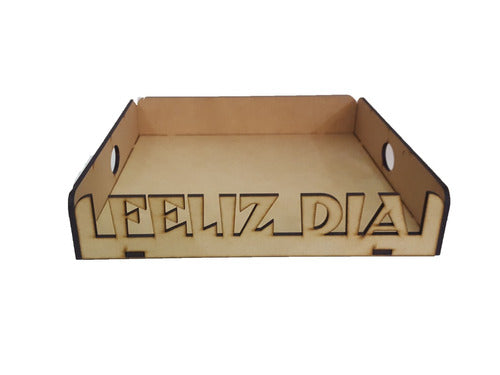 Openwork Tray with Happy Day Phrase 0