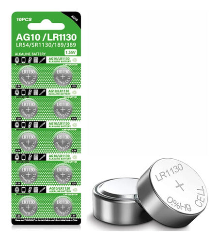 Pack 10 Baterias Pilas Alcalinas Lr1130/sr1130/389/189/ Lr54 0