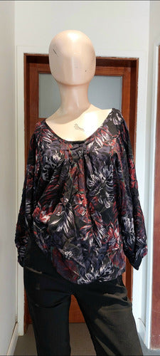 Maria Amores Printed Balloon Blouse 0