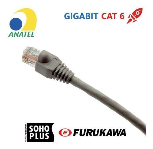 Kit 25 Un Cabo De Rede 2,5m Cat6 Furukawa Rj45 Cinza Gigabit 1