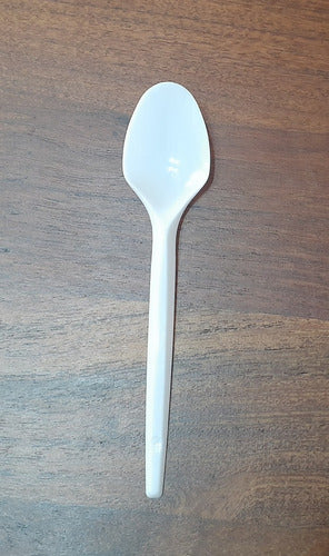 Kovalplast Sundae White Plastic Disposable Spoon 100u 1