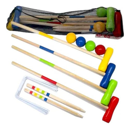 Juego Croquet Madera Palos Arcos Estacas Super Completo Y+ 0