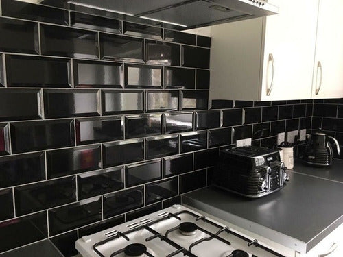 Roca Subway Black Glossy Tile for Kitchen and Bathroom 2