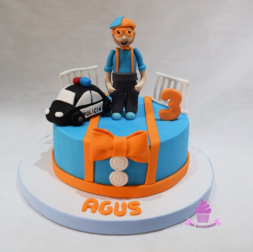 SS GOURMET Torta Tematica Blippi Policia Vallas - Mesa Dulce Infantil 0