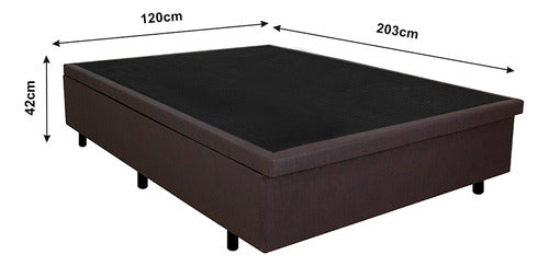 Cama Box Baú Viúvo 120x203x34 Cm Courino Linho Marrom 1