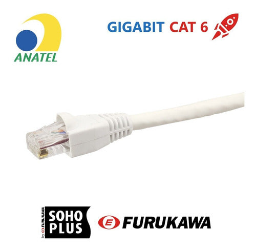 Kit 10 Un Cabo De Rede 5m Cat6 Furukawa Rj45 Branco Gigabit 1