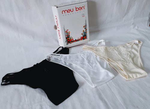 Meu Ben Pack of 3 Lace and Lycra Vedetinas Size 1 1