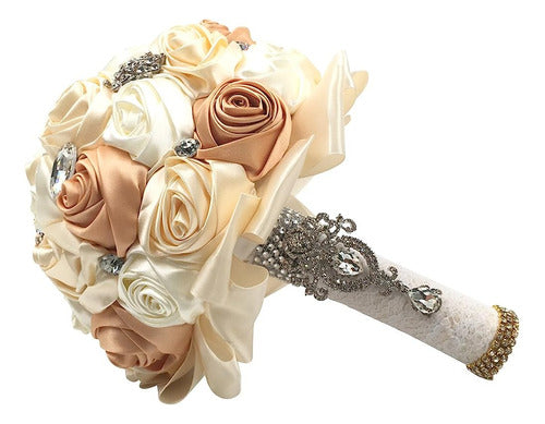 Abbie Home Silk Wedding Bouquet with Imitation Diamonds 1