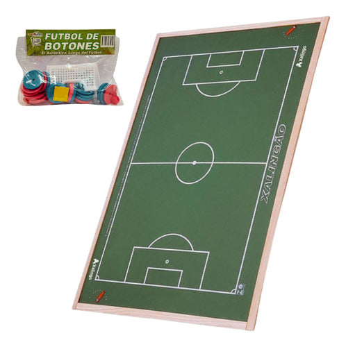 Juego De Botones De Futbol + Cancha De Madera Grande 1