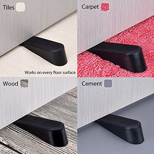 Hotop 6 Pack Door Stop Cuñas De Goma Negro Stoppers Para El 3