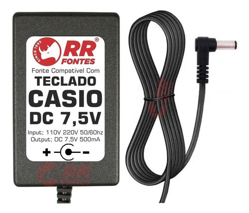 Fonte Carregador Dc 7,5v Para Teclado Casio Sa-65 E Sa-67 1