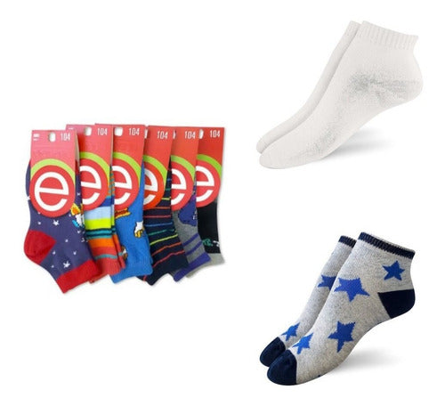 Pack of 6 Kids' Printed/White Ankle Socks by Elemento A. 104 0