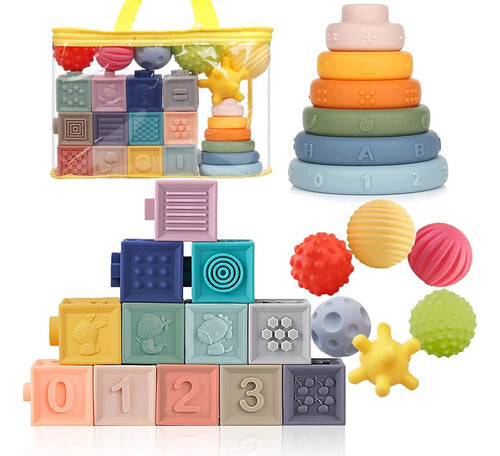 Montessori Toys For Babies Soft Stacking Building Blocks Rin 0