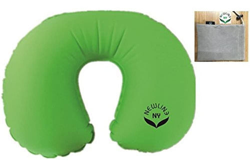 NewlineNY Inflatable Travel Neck Pillow - TPU (Green) with Drawstring Carry Bag 0