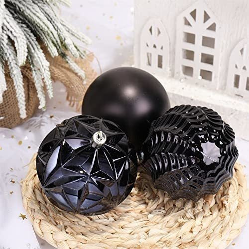 Adornos De Bolas De Navidad (8cm Negro) 20un 2