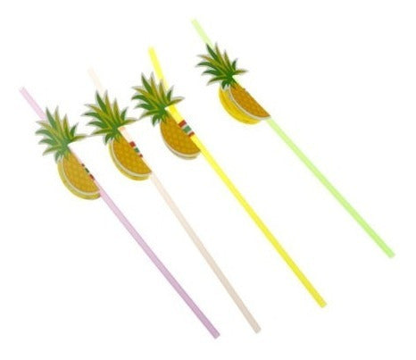 Lindo Bebiendo Piña 3D Flexible Plástico Paja - 30pcs 4