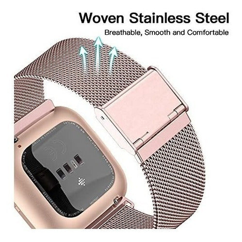 Maledan Stainless Steel Mesh Band for Fitbit Versa 2, Versa, Versa Lite Se 1