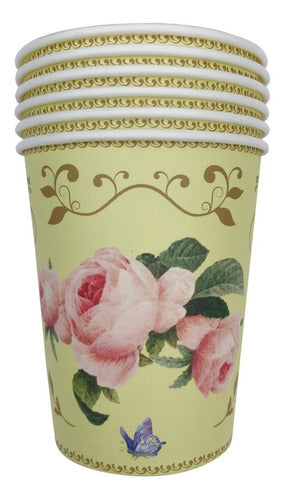Vintage Tea Time Paper Cup Set x6 - Birthday Party Supplies 0