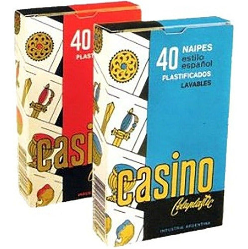 Casino Naipe X 40 Cartas Plastificadas Orig Pack X 6 3