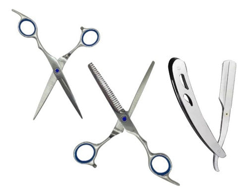 Mozku Professional Blue Point Set: Razor Edge Hair Cutting Scissors + Hair Thinning Scissors 6 Inches 0