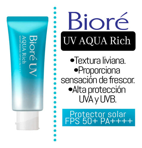 Protector Solar Fps50+ Aqua Rich Bioreuv 70g Japones 1