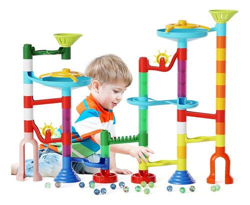 MaxTronic Marble Race Toy, 110 Piece Marble Maze Kit 0