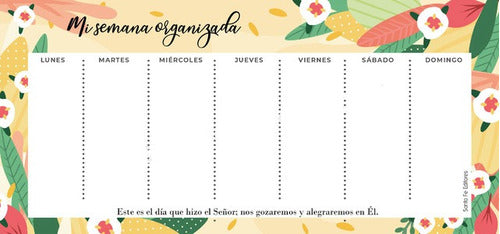 Santa Fe Ediciones Weekly Planner with Magnet - Flowers 0