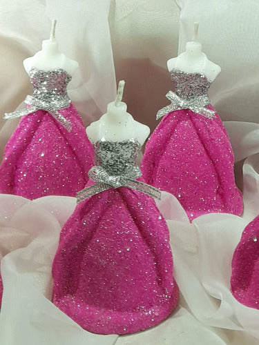 Set of 15 Handcrafted Glitter Finish Dress Candles for 15-Year-Old Ceremony 8