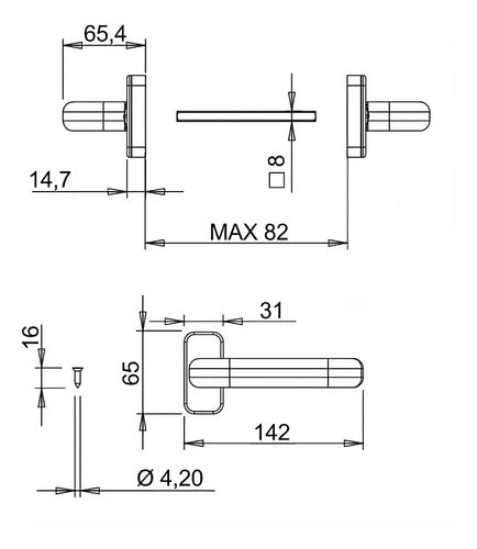 Double White Aluminum Handle Lock Modena H50 D10 1