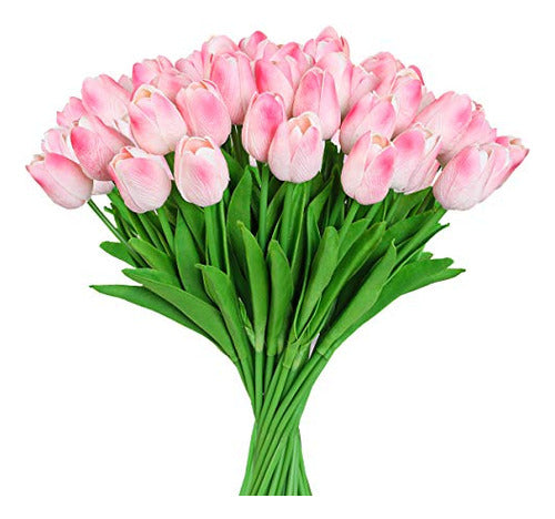 Hawesome 30pcs Tulipanes De Látex Artificiales Flores Tallos 0