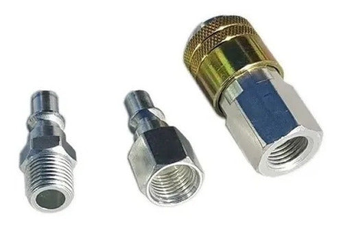 KIT HERRAMIENTAS Set Of 3 Quick Connect Air Fittings 1/4" 1 Coupling & 2 Connectors 1