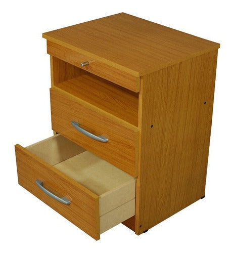 Set of 2 Bedside Tables with Breakfast Tray 2 Drawers 3