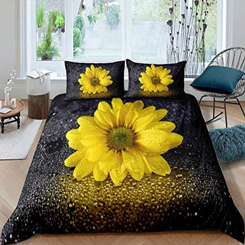 Erosebridal Floral Yellow Duvet Cover Sunflower 3D Bedding Set 0