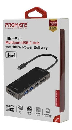 Hub Usb-c Hdmi Vga Usb Lan Aux Sd promate Primehub Diginet 0