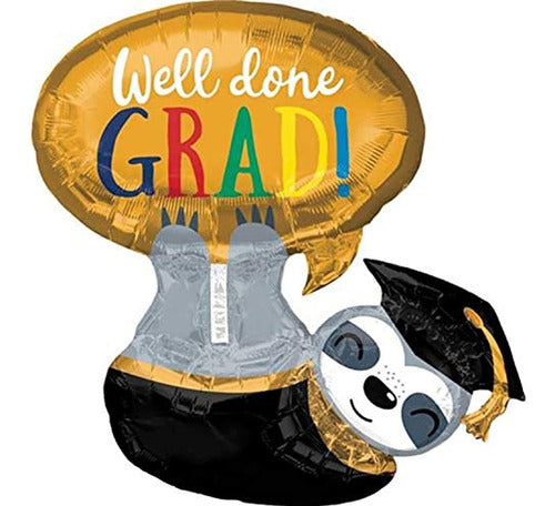 Anagram 28" Grad Sloth Foil Balloon, Multicolor 0