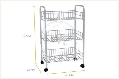Bathroom Organizer Cart with Three Shelves and Wheels White 5