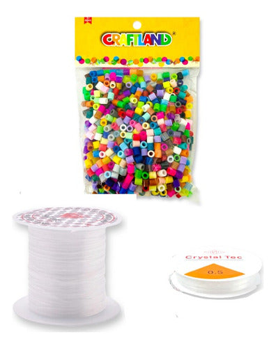 Craft Pack of Beads, Elastic Thread, and Fishing Line for Bracelets and Necklaces 0