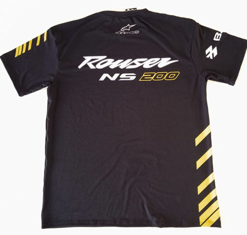 Motor Sport Remera Rouser Ns 200 Bajaj Negra Con Amarillo 1