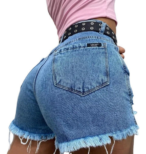 Las Locas Mom Style Ripped Rigid Denim Shorts - Sizes 38 to 42 2