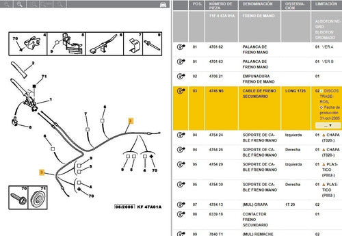 Fremec Handbrake Cable for Peugeot 206 207 Hoggar 1