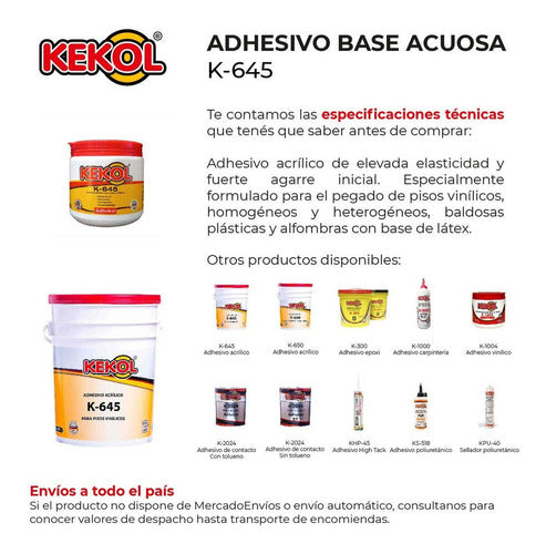 Pegamento Acrilico Base Acuosa K-645 Para Piso Vinilico 1kg 1