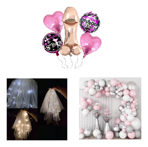 GN Pack of Balloons + Veil for Bachelorette Party Decoration 0