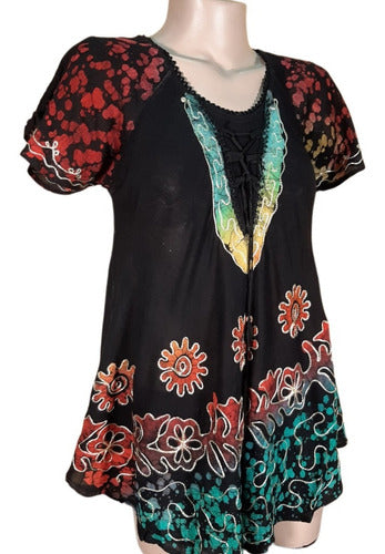 Anaandi Blusa Hindú Lisa Multicolor Con Detalles En Batik Divina! 5