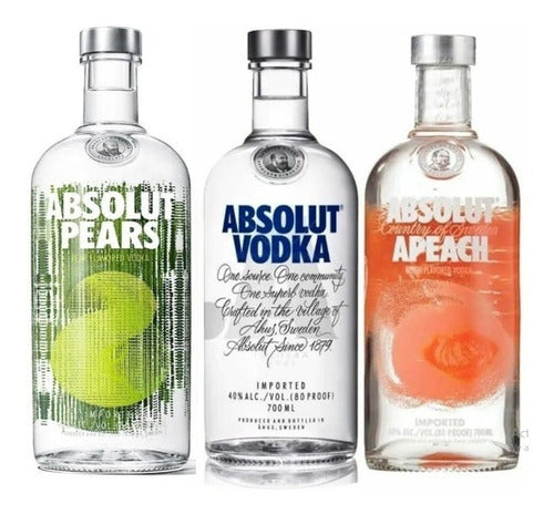 Absolut Vodka Original + Apeach + Pears 3 X750cc 0