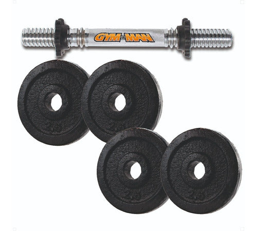 Gymman 1 Chrome Dumbbell with 10kg Cast Iron Discs 5