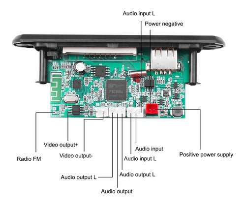 Modulo Bluetooth 5.0 Aux Mp3 Usb Mp5 Fm C/control 12v 2