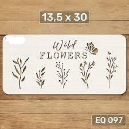 EQ Stencil Art 14x30 cm Mod97 Wild Flowers {003-00018_97} 0