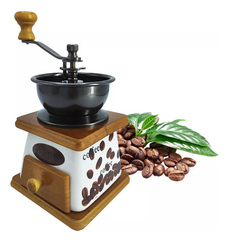 Manual Coffee Grinder Wooden Grain Seed Grinder 0